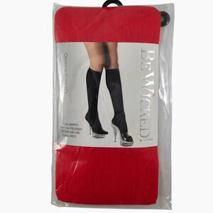 NWT Be Wicked Knee Highs One Size Red Opaque Nylon Lingerie